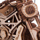 Wood Trick Motorcycle w/Rubber Band Motor Rides up to 16ft - Mechanical Model Kits for Adults - 10x4in - 3D Wooden Puzzles for Adults - Engineering DIY 3D Puzzle Wooden Models
