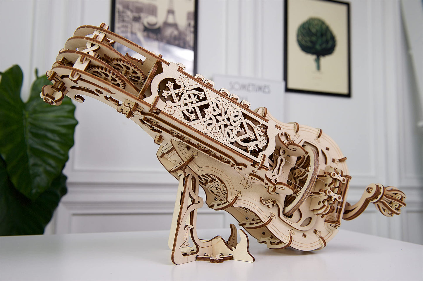 UGears Mechanical Models 3-D Wooden Puzzle - Mechanical Hurdy-Gurdy Musical Instrument