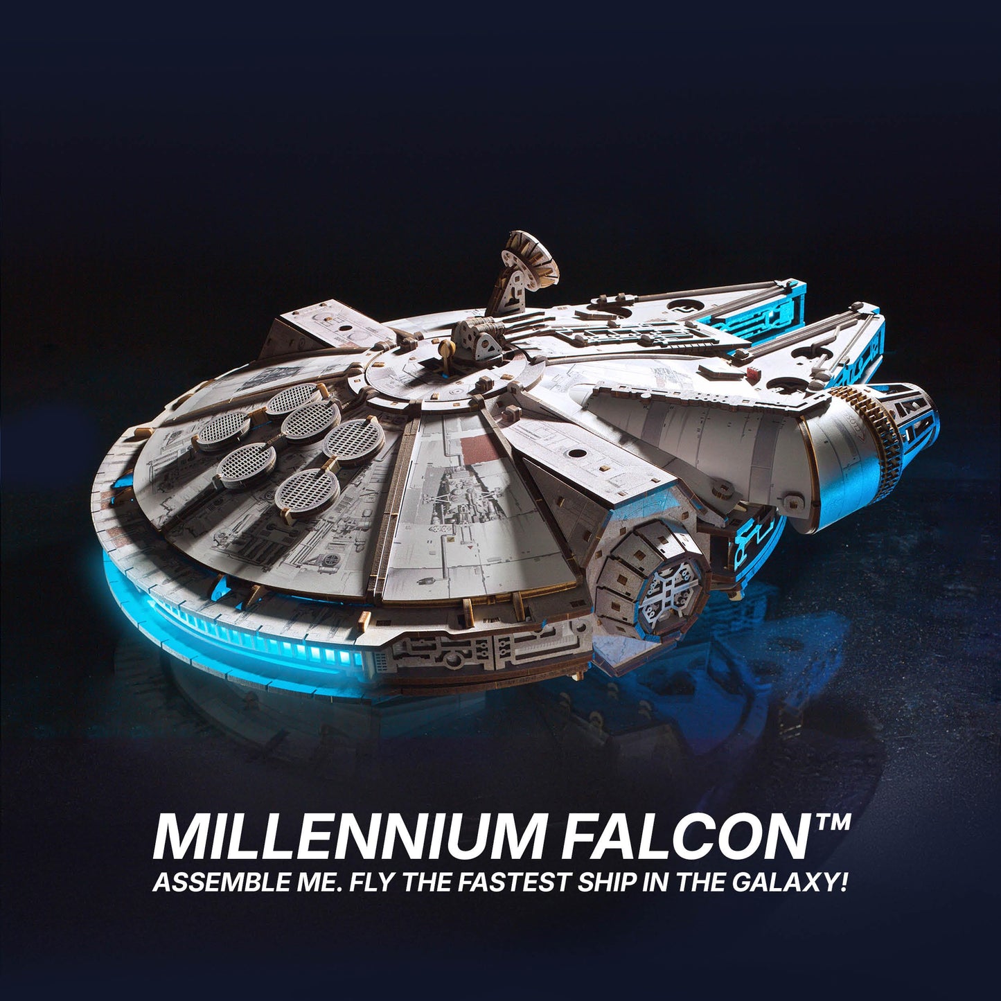 UGEARS Star Wars ™ Millennium Falcon™ 3D Wooden Puzzles for Adults - DIY Mechanical Model Kit, 3D Puzzle Brain Teaser Puzzles for Adults, Wood Model Building Kits, Hobbies for Men and Women