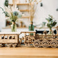 Wood Trick Wooden Toy Train Set with Railway - 34x7″ - Locomotive Train Toy Mechanical Model Kit - 3D Wooden Puzzles for Adults to Build - Engineering DIY Models for Adults to Build