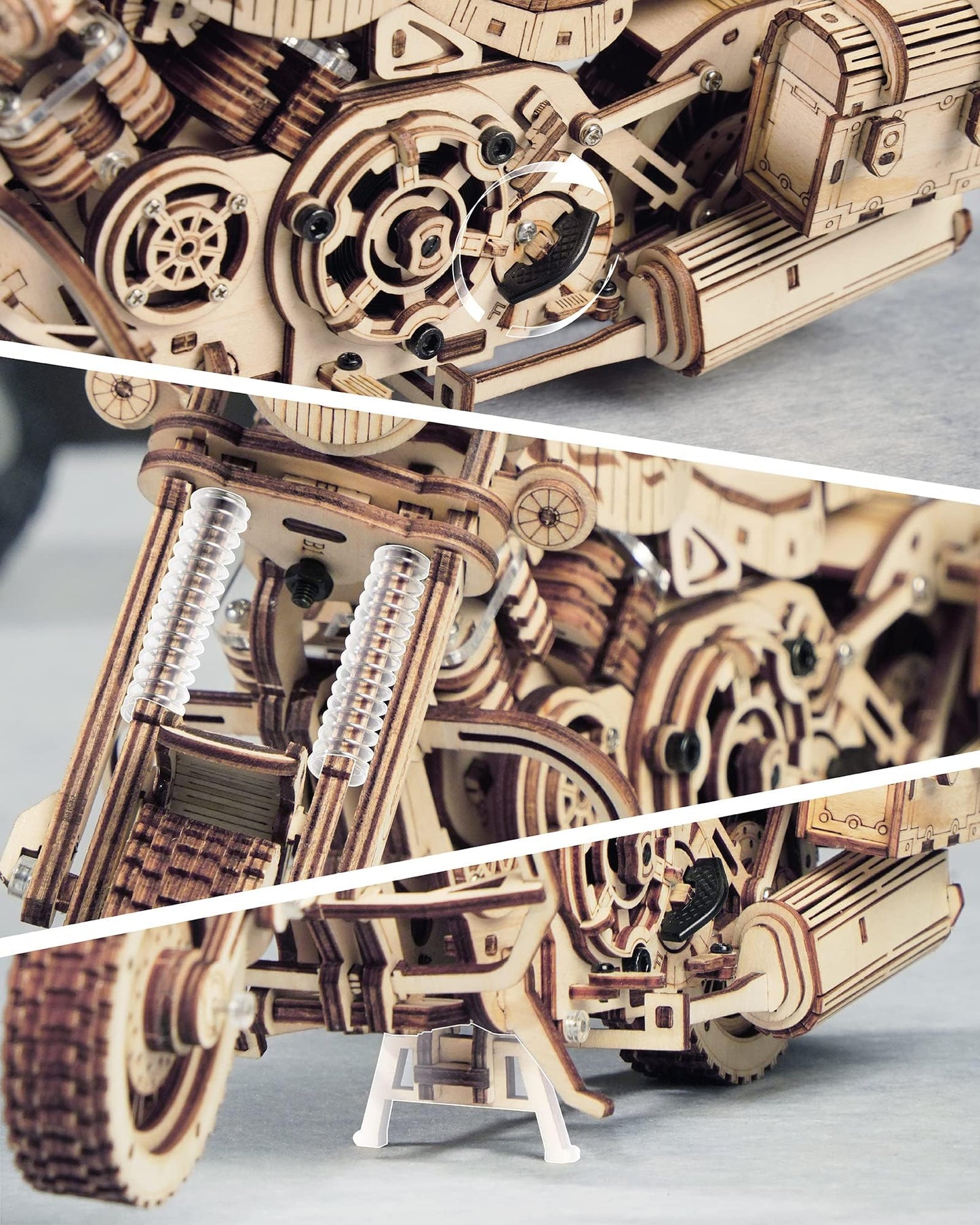 ROKR 3D Wooden Motorcycle Puzzle-1:8 Scale Wood Model Motorcycle Kits to Build for Adults