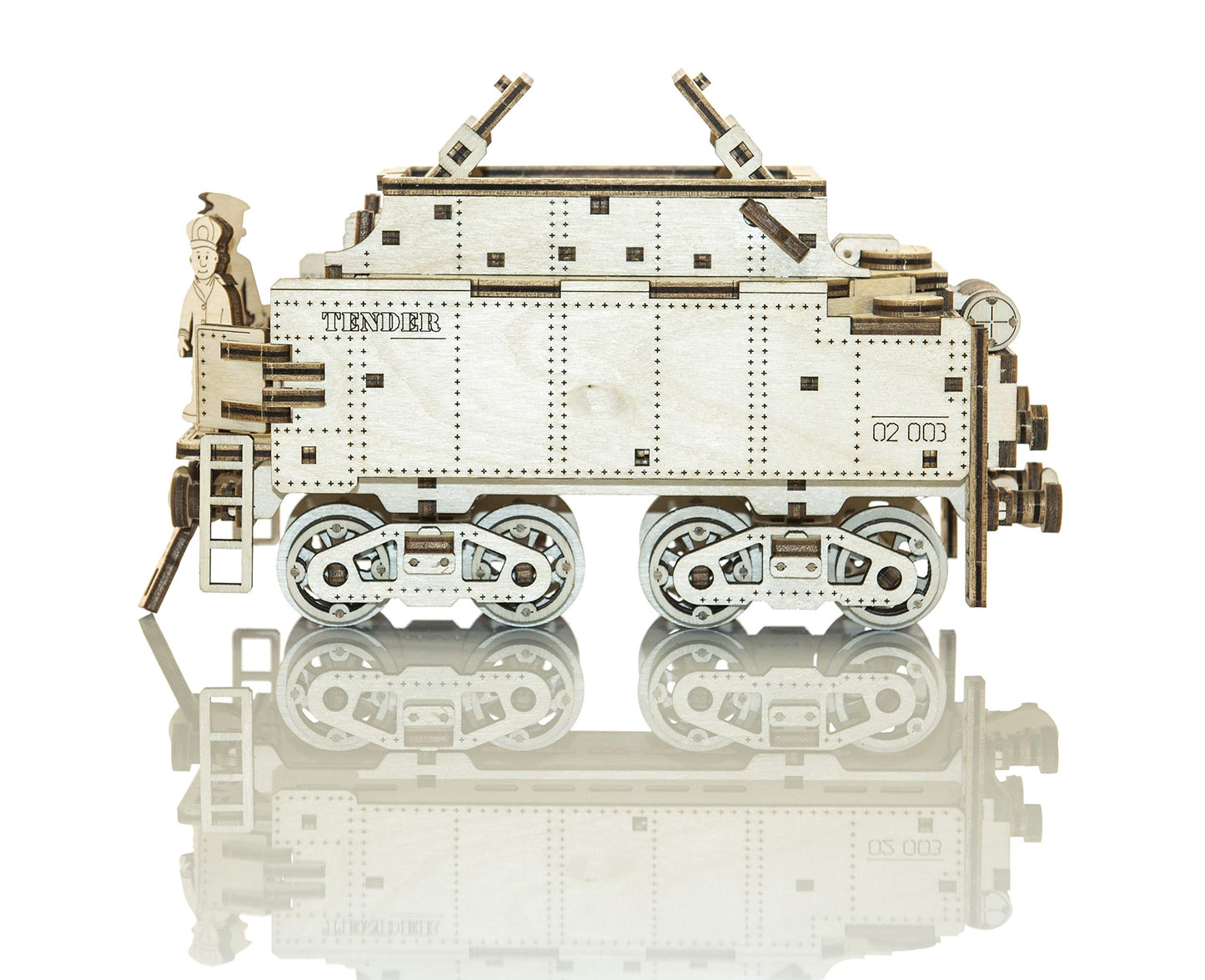 WOODEN.CITY Wooden Express + Tender with Rails 3D Wooden Puzzles for Adults – Build Your Own Train Set with Rubber‑Band Motor – Self‑Assembly Model, DIY Gift for Adults and Teens