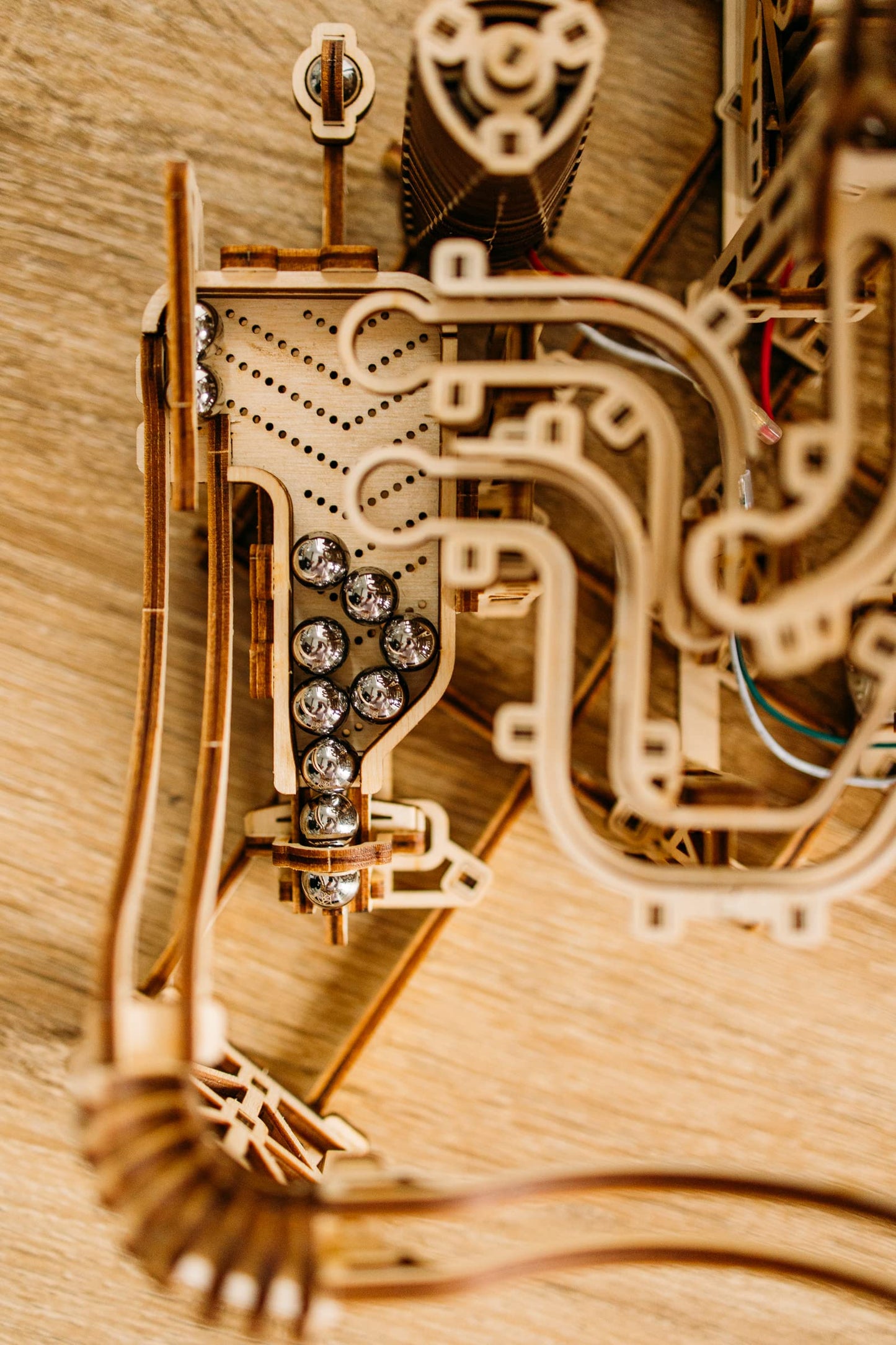 Wood Trick Wooden Marble Run Spiral Electric Motorized - Wooden 3D Puzzles for Adults to Build - 13x13 - Roller Coaster Mechanical Wooden Model Kits for Adults and Teens to Build