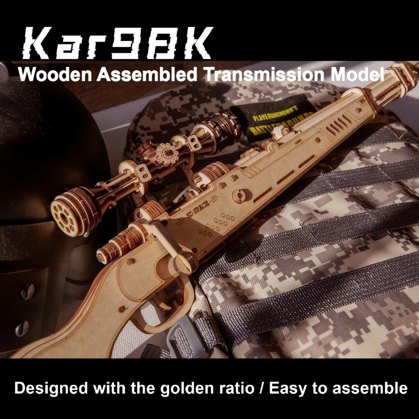 3D Wooden Puzzles Rubber Band Gun for Adults – 98k Gun Model, DIY Rubber Band Gun Building Kit for Teens 14+, Brain Teaser Craft, Unique Gift & Home Decor for Men & Women (Kar98K)