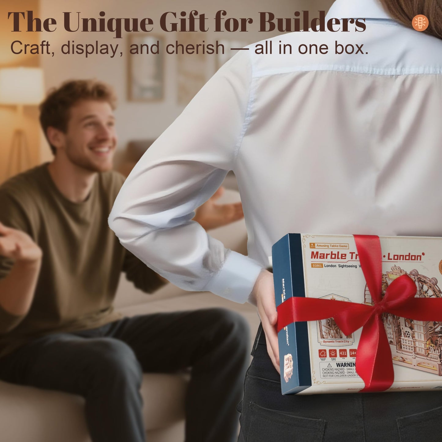 ROBOTIME Wooden Town Marble Run - 3D Wooden Puzzles for Adults EGB01 Night City Marble Run Kit - Wooden Puzzle Models for Adults to Build - Space/STEM/Engineering Gift