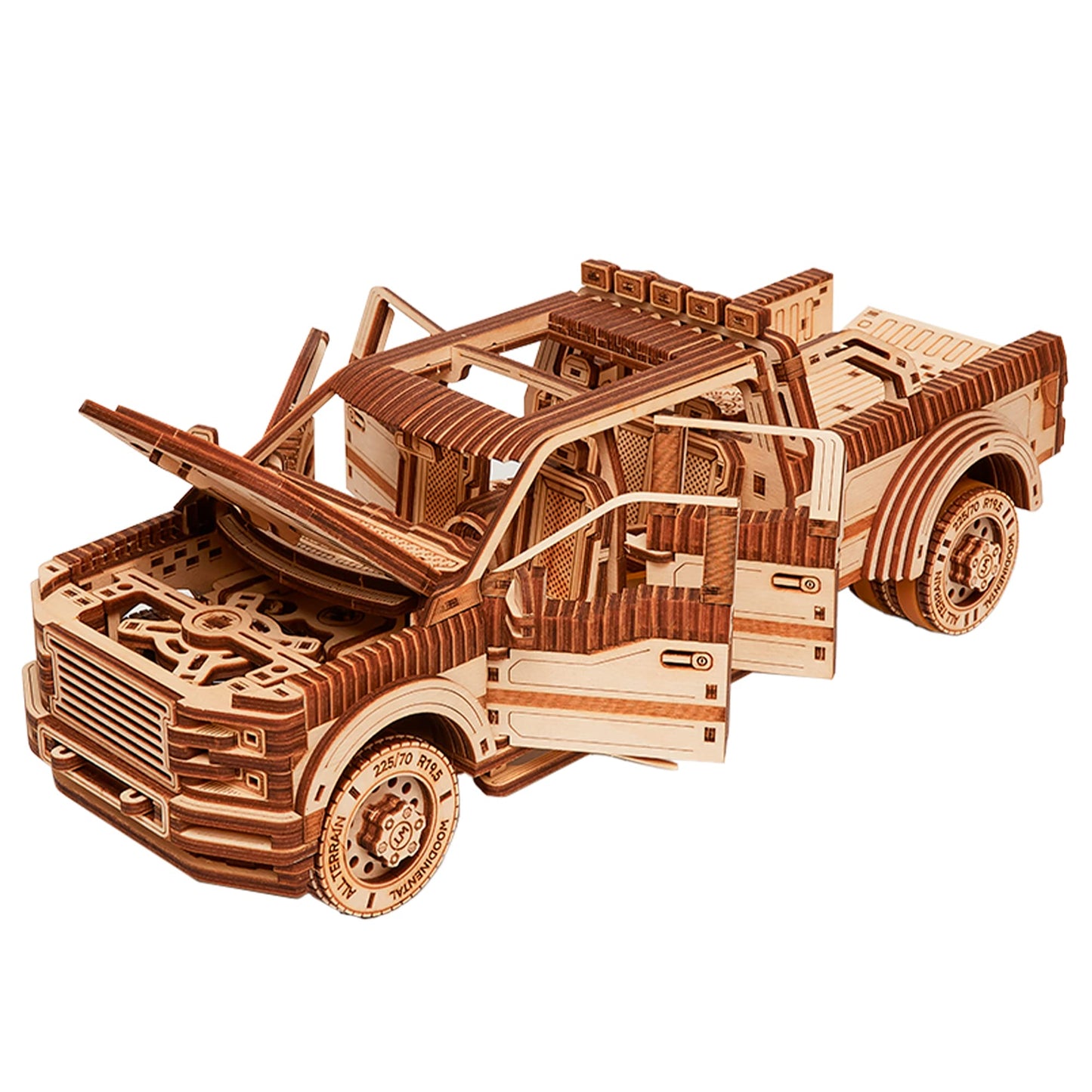 Wood Trick Pickup Truck SUV Car Wooden 3D Puzzles for Adults to Build - Rides up to 32 feet - Engineering DIY Mechanical Wood Model Kits Wooden Puzzles for Adults