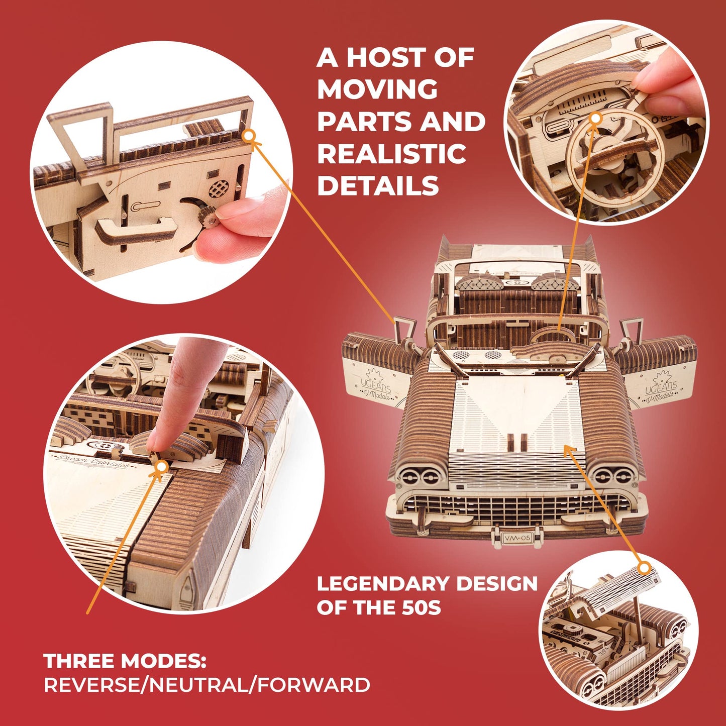 UGears Mechanical Wooden 3D Puzzle Model Dream Cabriolet VM-05