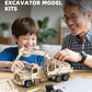 MOCBURIKU 3D Wooden Puzzle for Adults, Excavator Wooden Mechanical Model Car Kits to Build, Brain Teaser Pull Back Truck Toys Birthday for Men Women (Excavator)