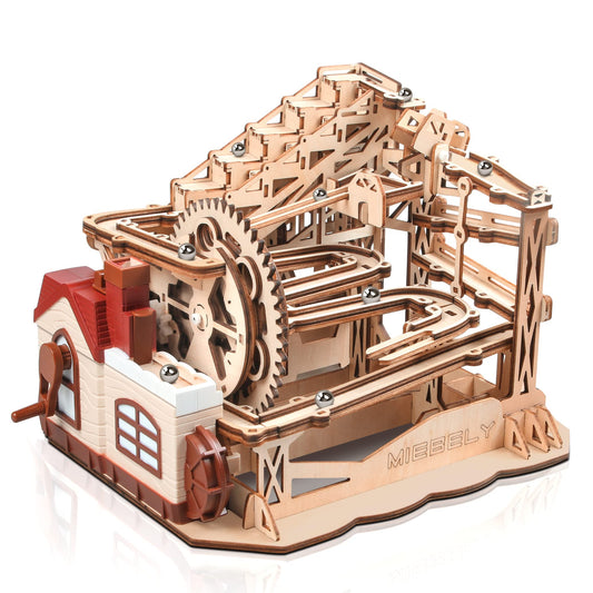MIEBELY 3D Wooden Puzzles for Adults, 235 Pieces 3D Puzzle DIY Wood Marble Run Model Kits, Electrical Mechanical Gear W/Motor Building Kit, 3D Puzzle Creative Home Decor & Gift for Men/Women