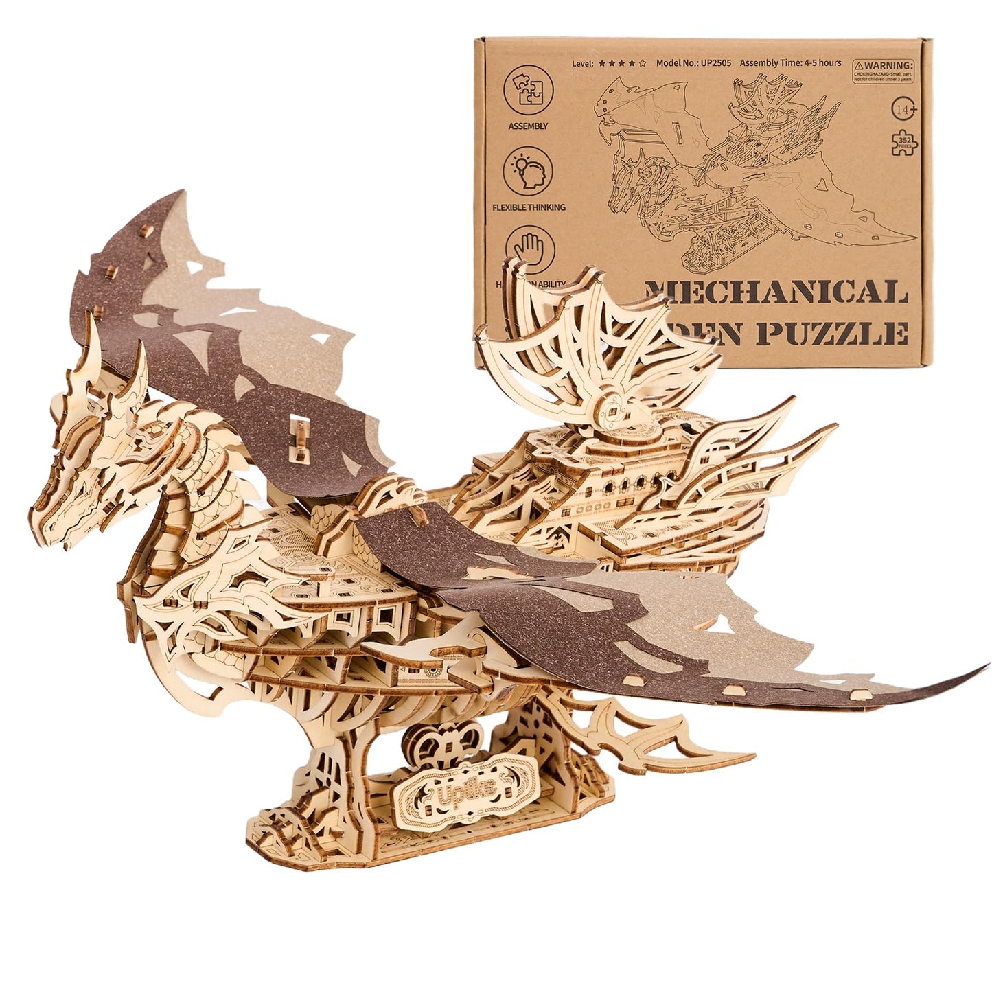 UPLIKE 3D Wooden Puzzles for Adults: 352pcs Dragon Ship Model Kits for Men - Brain Teaser Wooden Hobby Puzzle Toys - Creative Wooden Model Building Kits for Christmas Birthday Gifts Home Decor