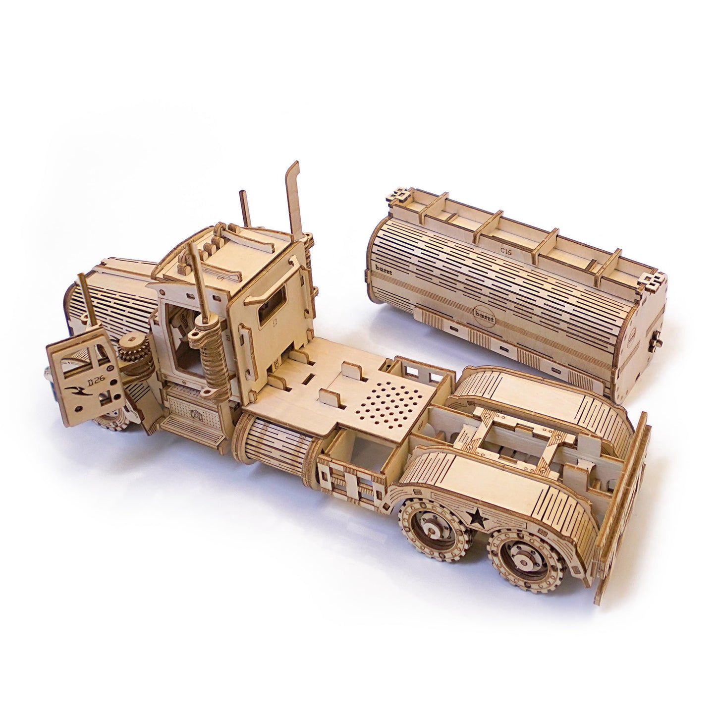 KWASVLYA Truck Model,3D Wooden Puzzles for Adults and Teens, Challenging 3D Puzzle Car,307PCS, Brainteasers and Wooden Models for Christmas/Birthday（Fuel Truck Model）