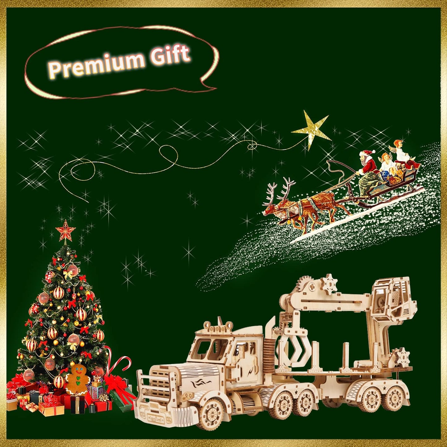 3D Wooden Puzzle for Adults, Wooden Mechanical Truck Crane Puzzles, DIY Model Building Kit Handicraft Wood Craft Hobbies Toy, Birthday for Hobbyist Teens Family Women Men, 428 Pieces