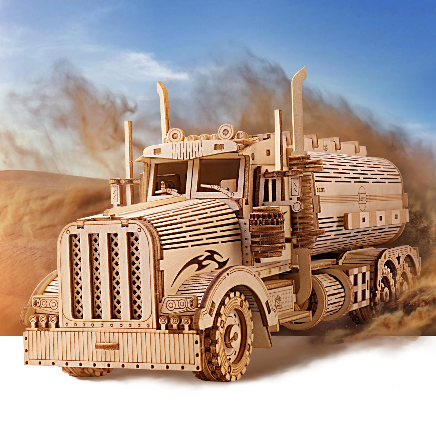 KWASVLYA Truck Model,3D Wooden Puzzles for Adults and Teens, Challenging 3D Puzzle Car,307PCS, Brainteasers and Wooden Models for Christmas/Birthday（Fuel Truck Model）