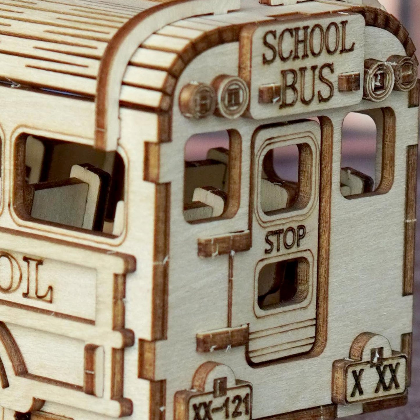 Foyucool 3D Wooden Puzzle for Adults, DIY Creative School Bus Design Model Kit, Creative Assembly Model Building Kits to Build for Adults, DIY Assembly Puzzle for Christmas Day