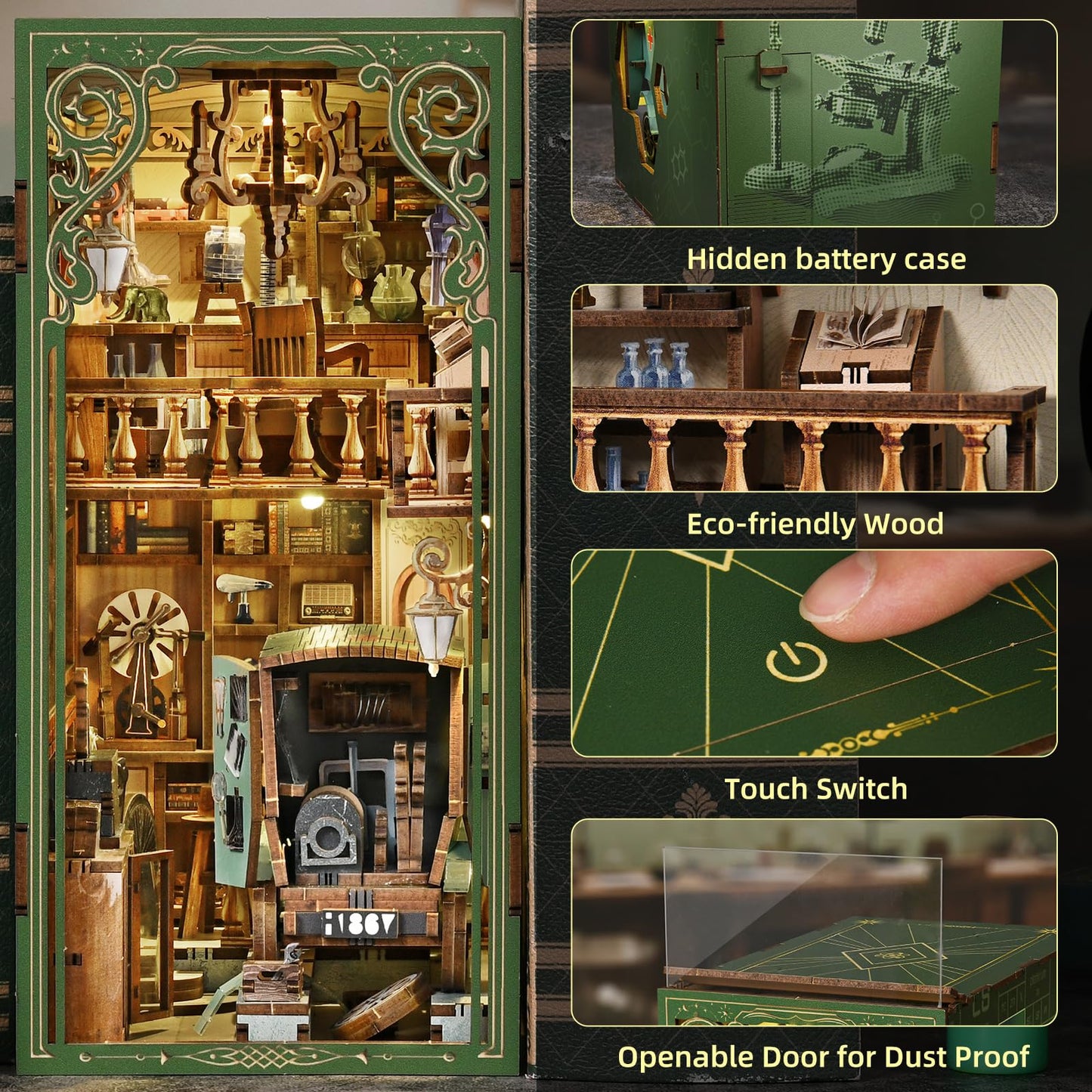 CCCDF Book Nook Kit - 3D Wooden Puzzles for Adults, DIY Scene Miniature Kit, Tiny House Booknook Craft Bookshelf Decor Mini Scale Model, Gifts for Puzzle Lovers (The Radium Lady)