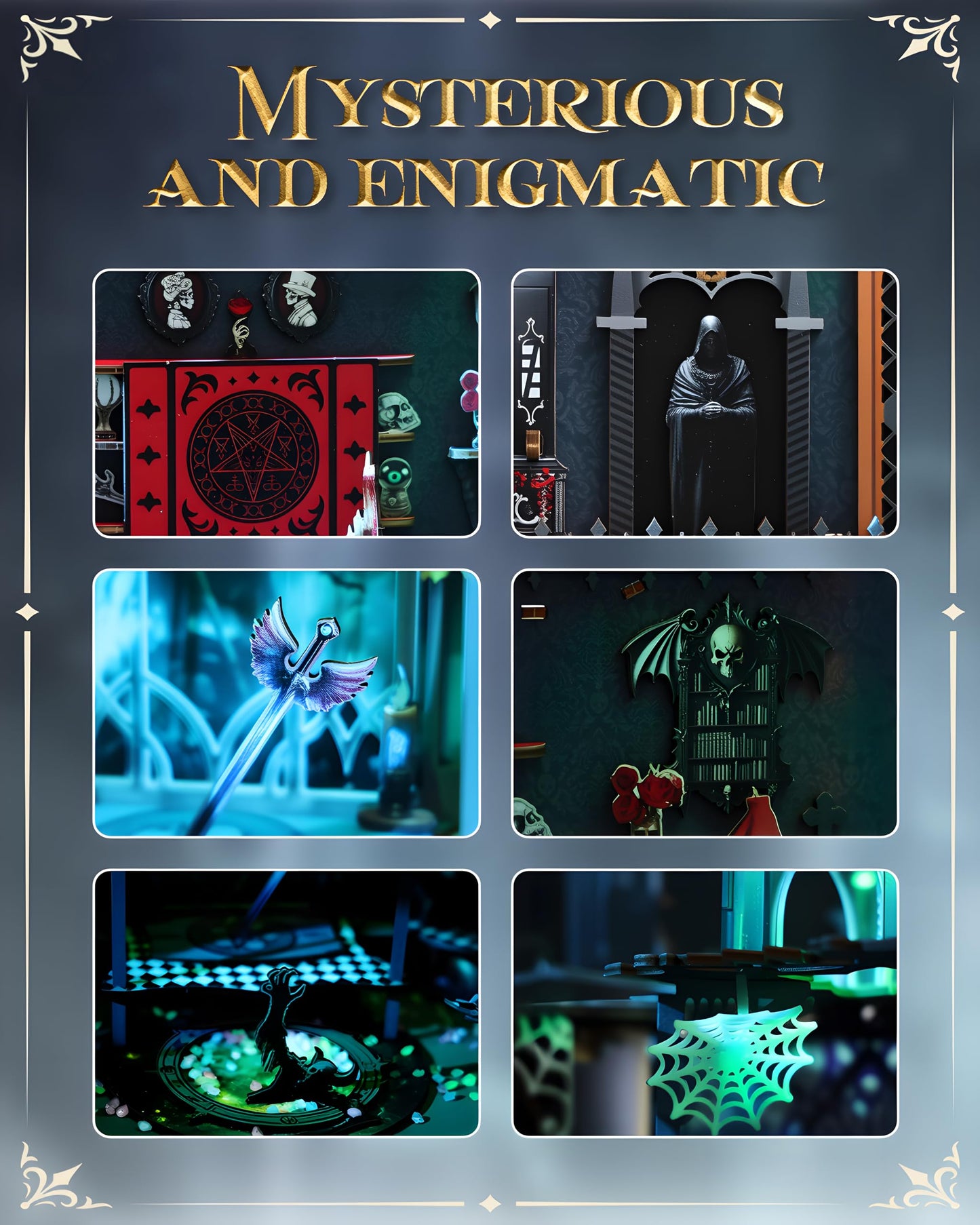 Halloween Book Nook Kit,Haunted House kit,3D Wooden Puzzle Miniature Booknook Bookend Bookshelf Decor with LED Light,Gothic Castle Bookshelf Insert for Home Decor Gift.