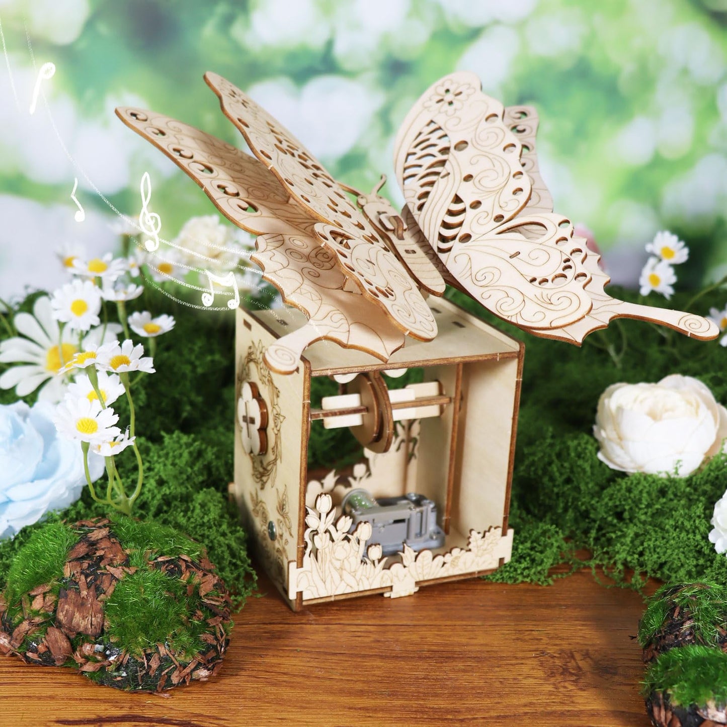 3D Puzzles for Adults Hand Butterfly Wooden Mechanical Music Box Model Kit You are My Sunshine Handmade Assembly DIY Crafts Birthdays for Boys Ages 14+