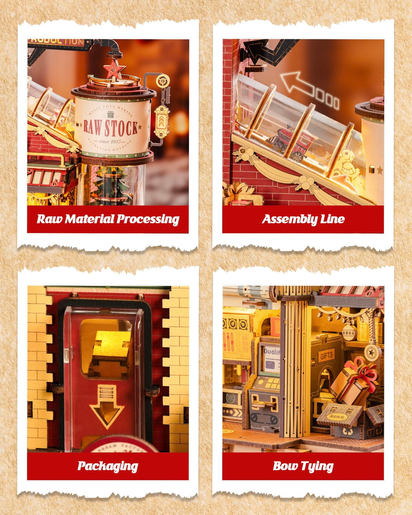 ROKR 3D Wooden Puzzle for Adult - Gift Factory Mechanical Model Kit with Music & Lights, 449pcs Adult Wooden Puzzles, DIY Building Toy for Teens & Adults