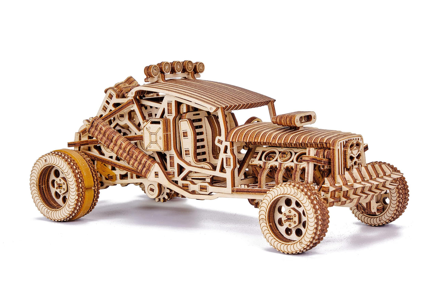 Wood Trick Mad Buggy Car 3D Wooden Puzzle for Adults and Kids to Build - Rides up to 25 feet - Detailed and Sturdy Design - Engineering DIY Wooden Model Car Kit to Build