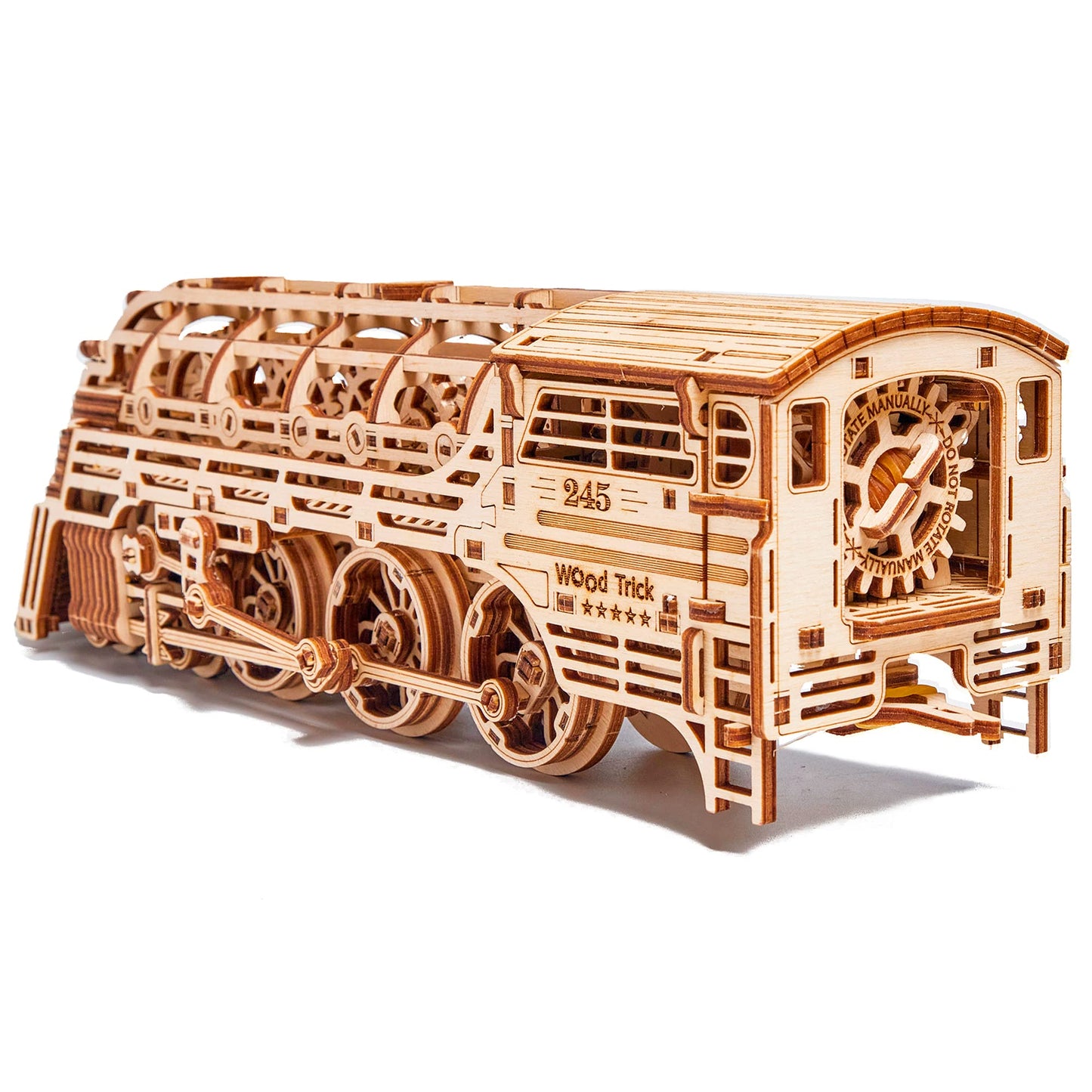 Wood Trick Atlantic Express Train 3D Wooden Puzzles for Adults to Build - 26.7x4 in - Rides up to 9 ft - Mechanical Locomotive Model Kit for Adults