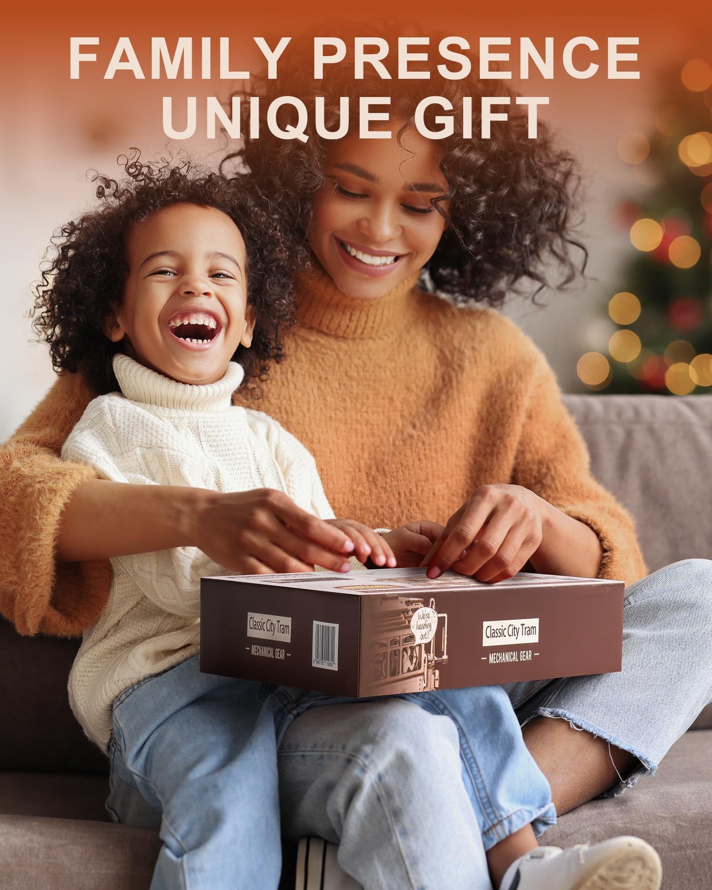 ROKR 3D Wooden Puzzles Model Car Kits for Adults to Build - Wooden Toy Tram Train Set with Railway - Wood 3D Puzzles for Adults - Gift Idea for Christmas Father's Day Birthday