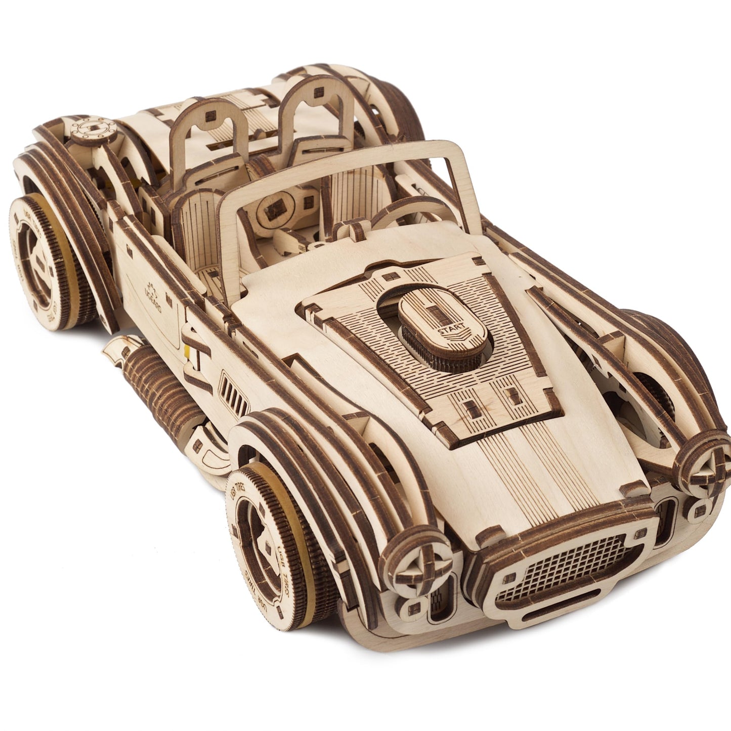 UGEARS Drift Cobra Racing Car Puzzle - Wooden 3D Puzzles for Adults to Build with Powerful Spring Motor - Wood Mechanical Models Building Kit for Fathers Day - Retro Hobbies for Men - 370 Pcs