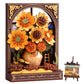 Wowood 3D Wooden Puzzles for Adults - Van Gogh Golden Sunflower DIY Model Building Kits with LED Light - Home Decor, Wall Art & Unique Creative Gifts for Art Lovers