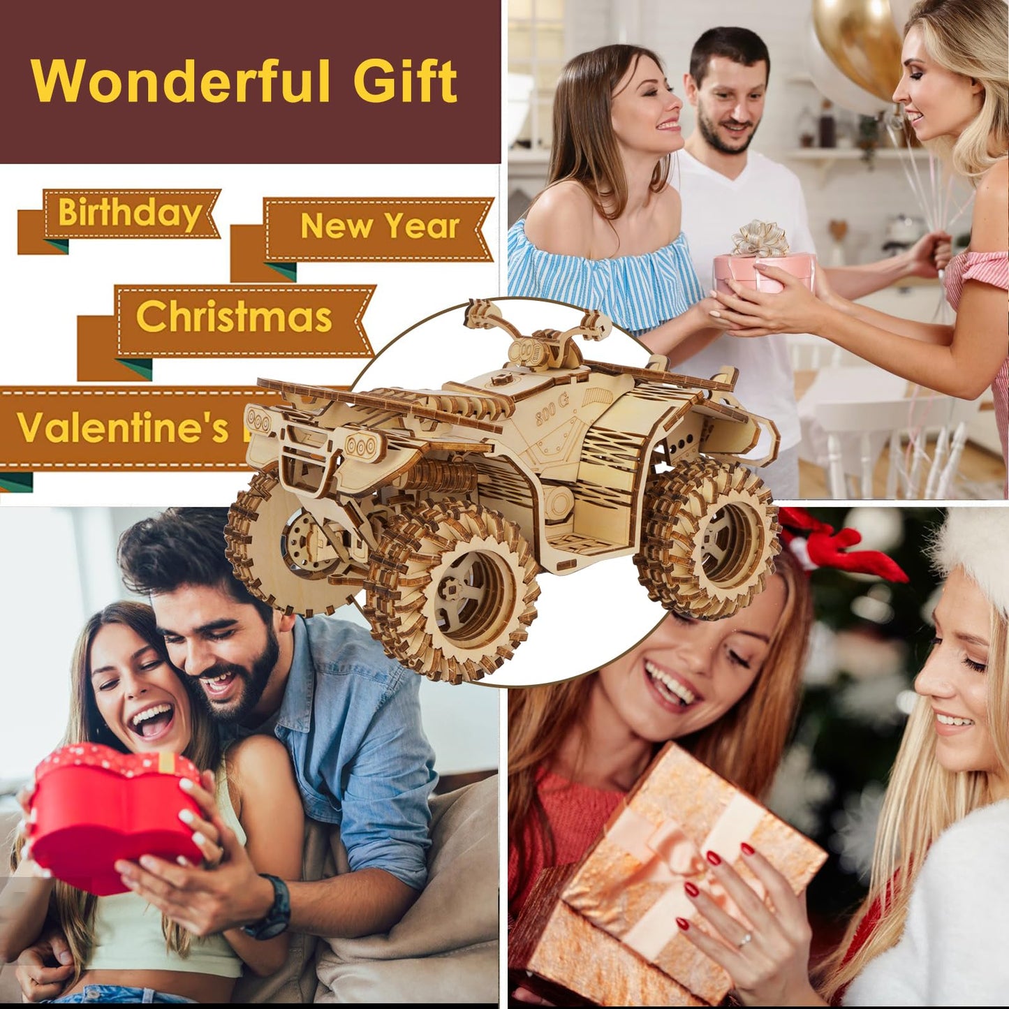 Hallisun 3D Wooden Puzzle for Adults, Mechanical Beach Car Puzzle, DIY Vehicle Model Building Kit Handicraft Wood Craft Hobbies Toy, Birthday for Hobbyist 14+ Family Women Men, 417 Pcs