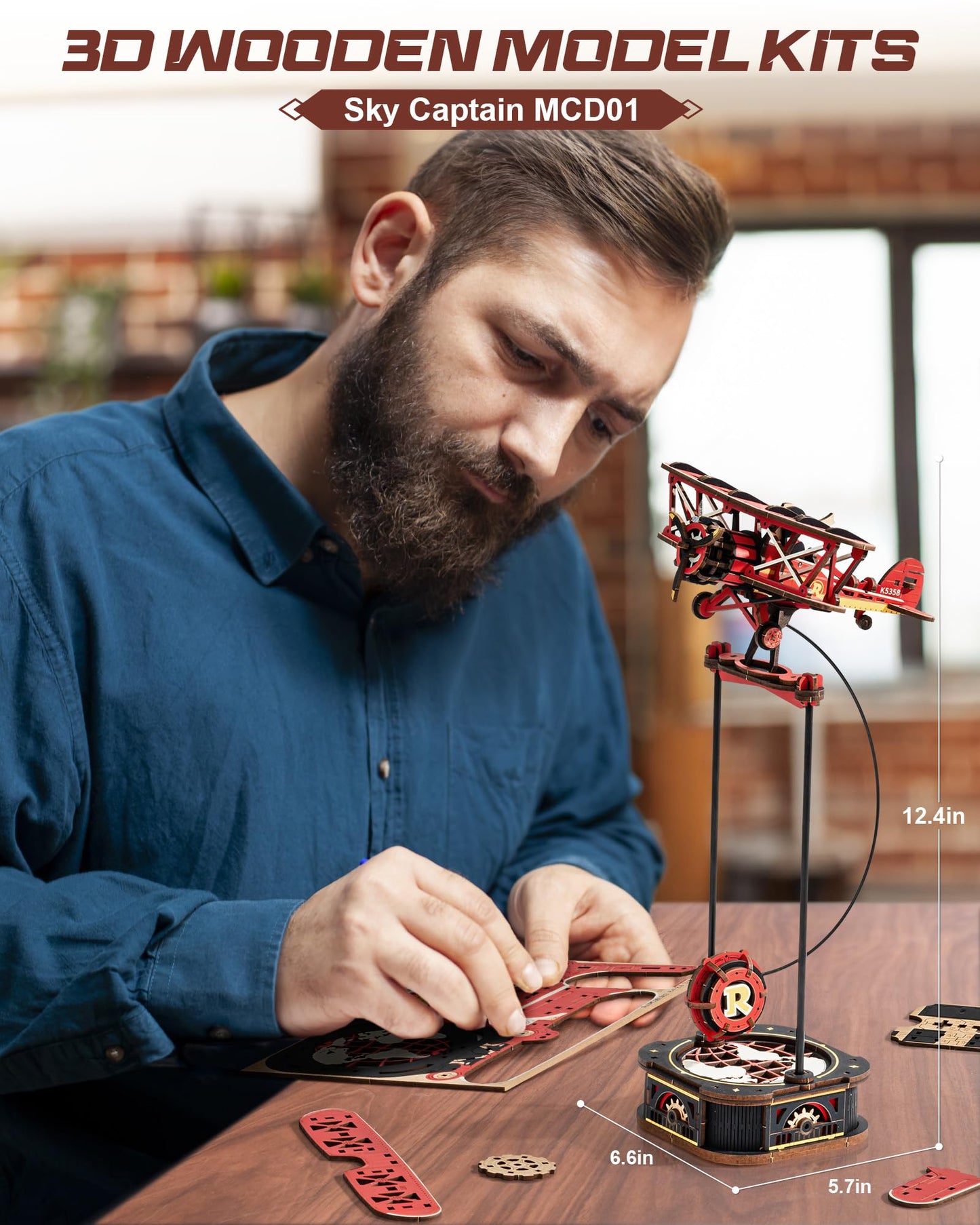 ROKR 3D Wooden Puzzles for Adults,Gravity Swing Model kit, 163Piece 3D Puzzles for Adults