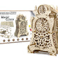 WOODEN.CITY Magic Clock 3D Wooden Puzzle for Adults – Mechanical Table Clock Kit with Working Gears - 140 Laser-Cut Pieces – Build & Display for Adults & Teens - Model Kit Gift
