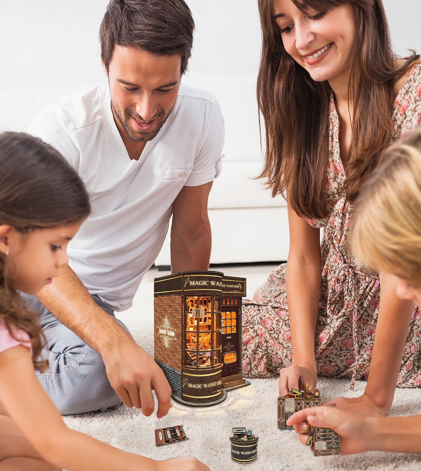 BookTop DIY Miniature Magic Series Booknook Kit, Dollhouse Tiny House Model Build Bookshelf Decor,with LED Light and Dust Cover，for Adults and Teens，Gifts for Family, Friends（Magic Shop）