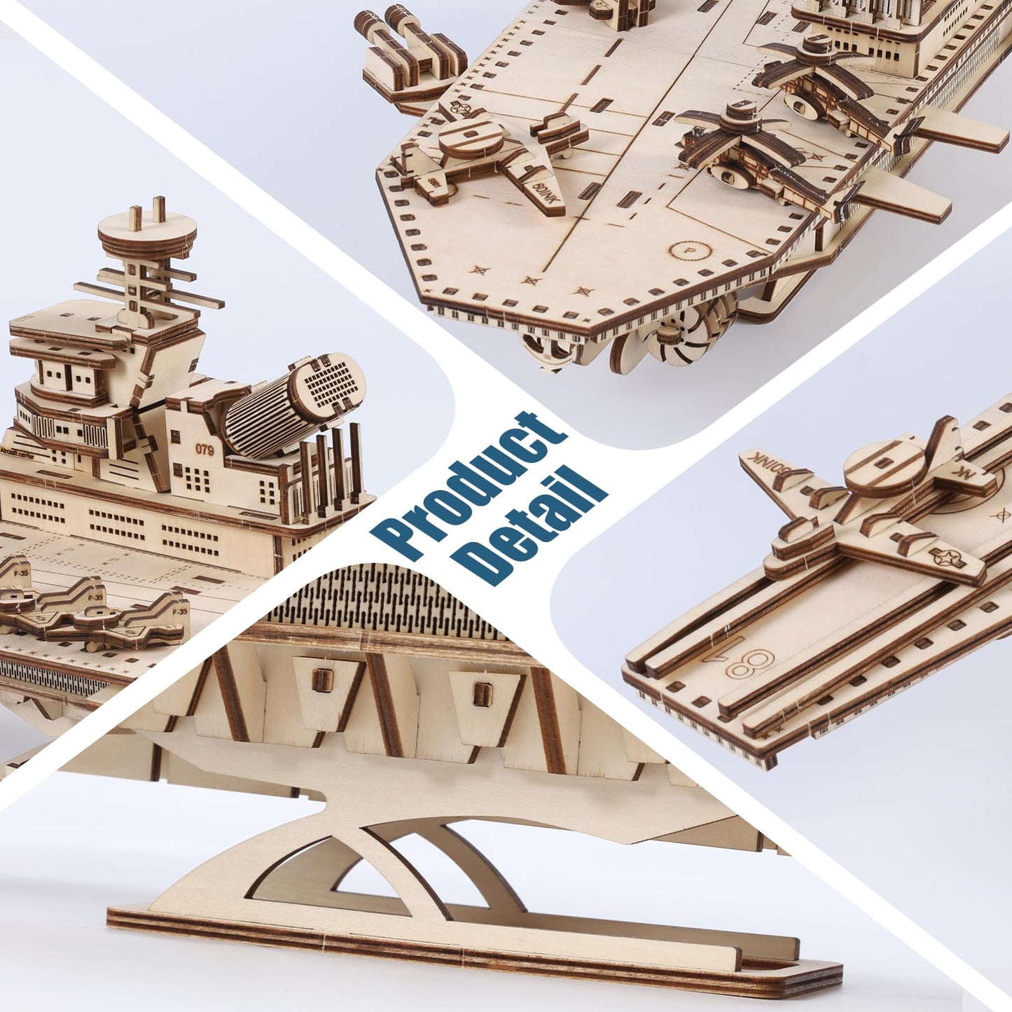 Herseme 3D Wooden Puzzles for Adults, 242 PCS 3D Puzzles for Adults- Brain Teaser Wooden Puzzles for Father/Son, Gifts for Fathe/Son, Decompression 3D Puzzle Wood Models Kits (1.Aircraft Carrier)