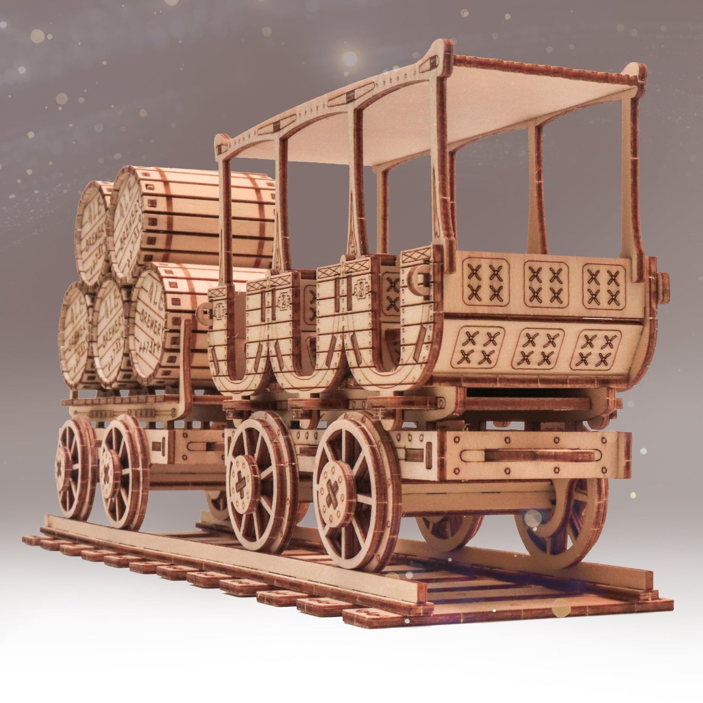 KWASVLYA 3D Wooden Puzzles Wine Truck Model Kits, Wooden Train Puzzles for Adults and Teens, Educational Brain Teaser Assembly Model, Gifts for Christmas/Birthday