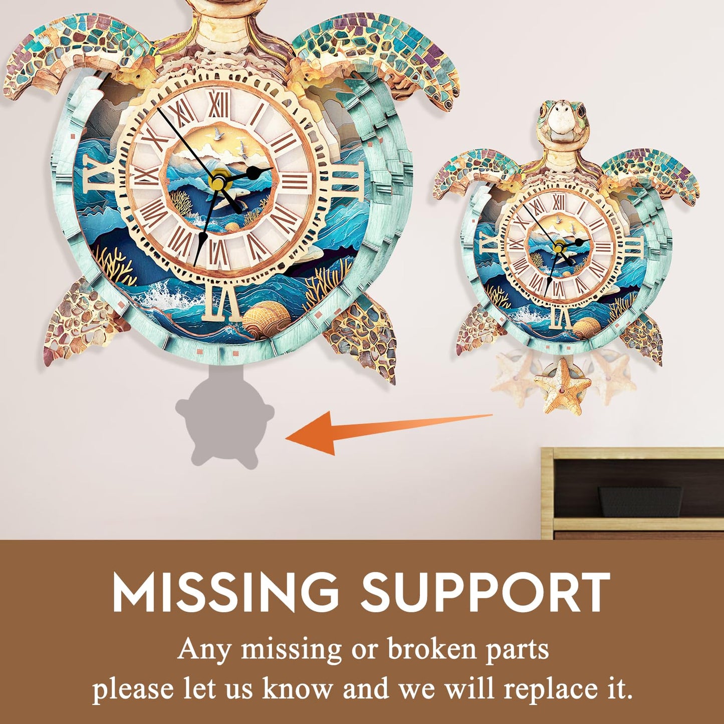 Cutywood 3D Puzzles for Adults Clock-Turtle Design Model Kit-Mechanical DIY Pendulum Clock with Roman Numerals-Desk Home Office Decor Personalized Gift for DIY Lovers