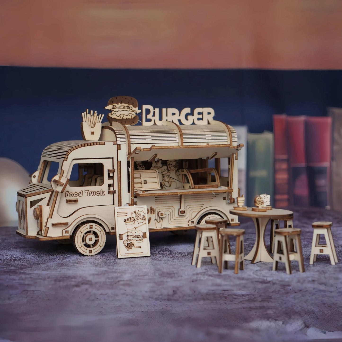 3D Wooden Puzzles for Adults Model Car Kits Wood Fast Food Truck Mechanical Models Building Kit