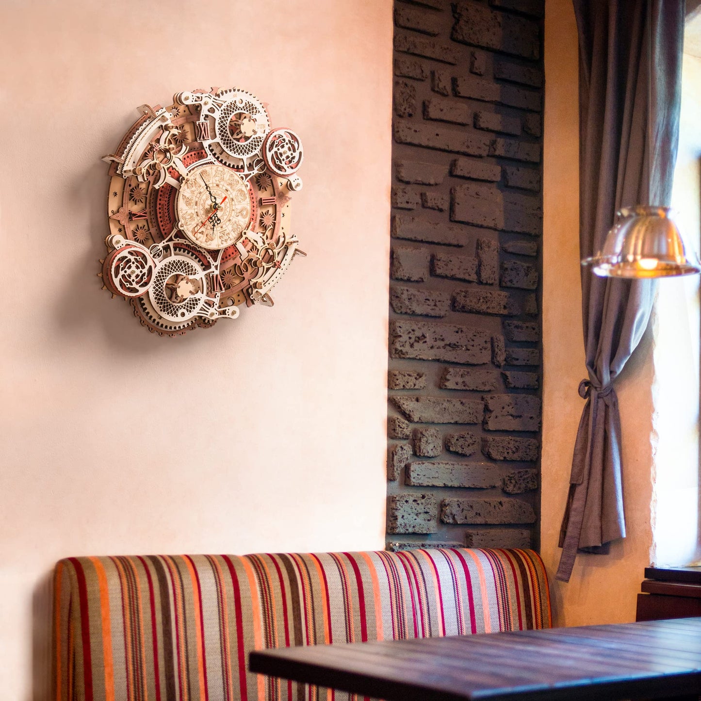 ROKR 3D Wooden Puzzles for Adults-Wooden Clock Puzzle Kit-Wood Model Kits to Build for Adults-Zodiac Wall Clock