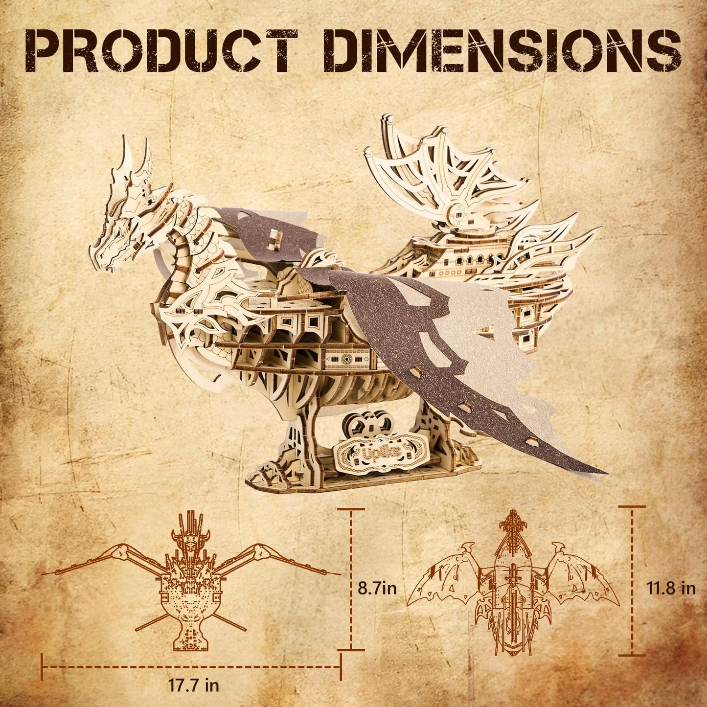 UPLIKE 3D Wooden Puzzles for Adults: 352pcs Dragon Ship Model Kits for Men - Brain Teaser Wooden Hobby Puzzle Toys - Creative Wooden Model Building Kits for Christmas Birthday Gifts Home Decor