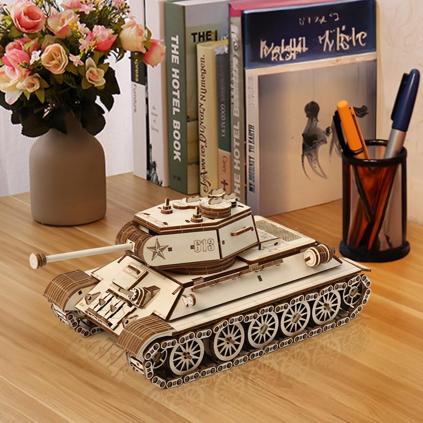 Foyucool 3D Wooden Puzzle for Adults, DIY Tank Model, Creative Assembly Model Building for Adults, DIY Assembly Puzzle, Woodcraft Kit for Christmas Day