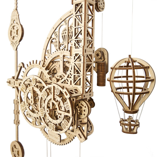 UGEARS Wooden 3D Puzzles for Adults Aero Clock - Mechanical Puzzles for Adults, Wall 3D Clock Puzzle with Pendulum Model Kit - DIY Miniature Kit Crafts Gift for Birthday - 320 Pcs