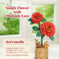 rowood 3D Puzzle Artifical Flower,DIY Wooden Flower Craft Kit Building,Mother's Day/Valentine's Day/Teacher's Day/Thanksgiving Day/Christmas/Birthday Gift for Mom/Women/Grandma/Wife/Her-Red Camellia