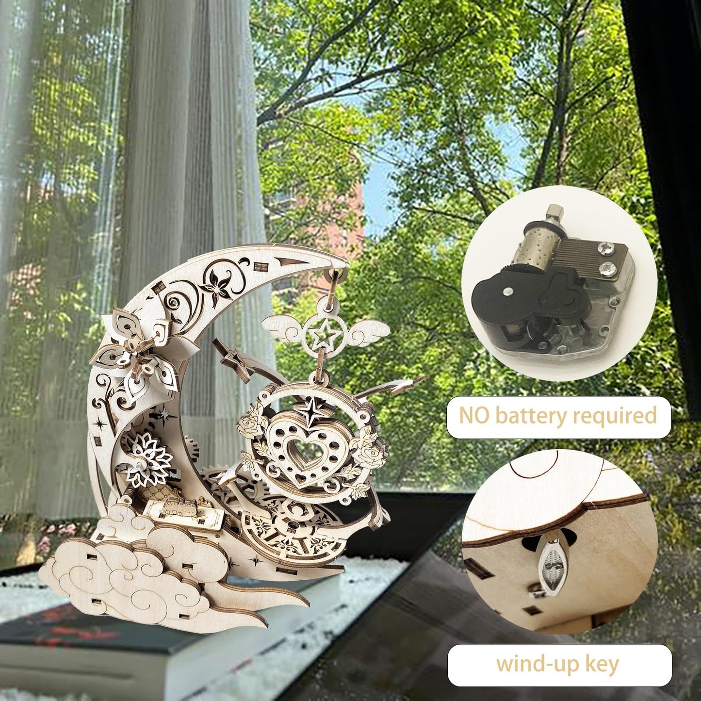 Wooden 3D Puzzle for Adults Mechanical Music Box Model Kits Wood DIY Crafts Kit Jigsaw Puzzle for Age 14+ Years Old