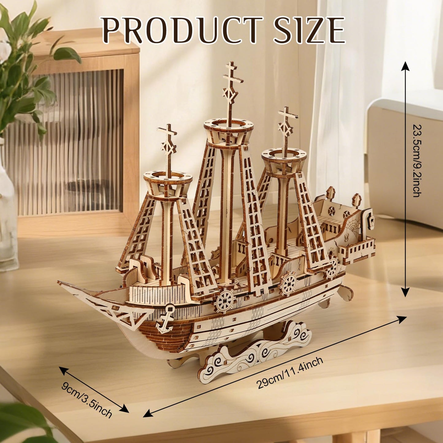 Foyucool 3D Wooden Puzzle for Adults, DIY Ship Model, Creative Assembly Model Building for Adults, DIY Assembly Puzzle, Woodcraft Kit for Christmas Day