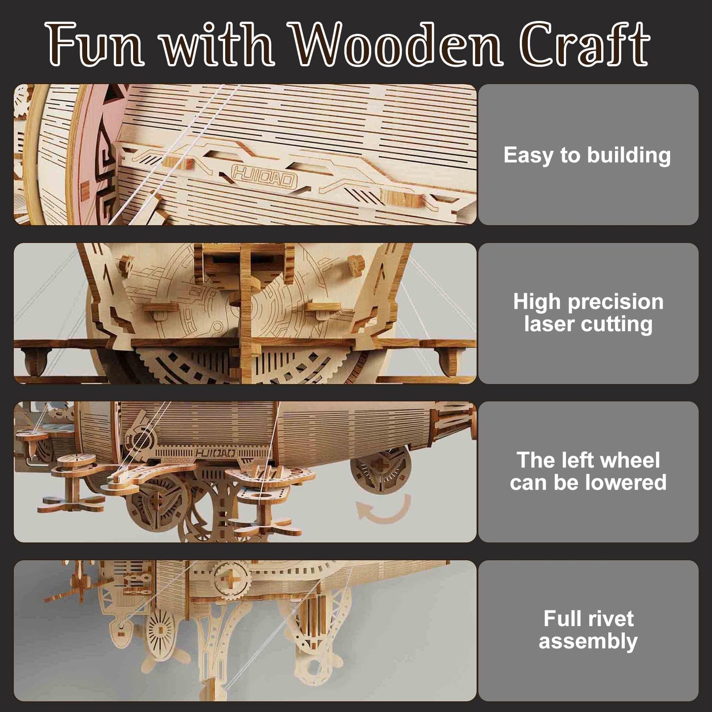 Foyucool 3D Wooden Puzzle for Adults, DIY Creative Fantasy Spaceship Design Model Kit, Creative Assembly Model Building Kits to Build for Adults, DIY Assembly Puzzle for Christmas Day