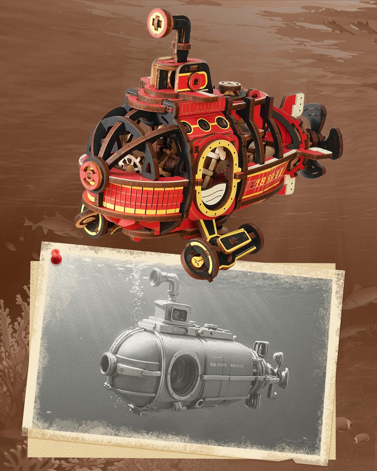 ROKR Pendulum Balance Toy, 3D Wooden Puzzles for Adults, Retro Deep-Sea Adventurer, DIY Craft Wood Puzzle Kit, Unique Gift for Men Women