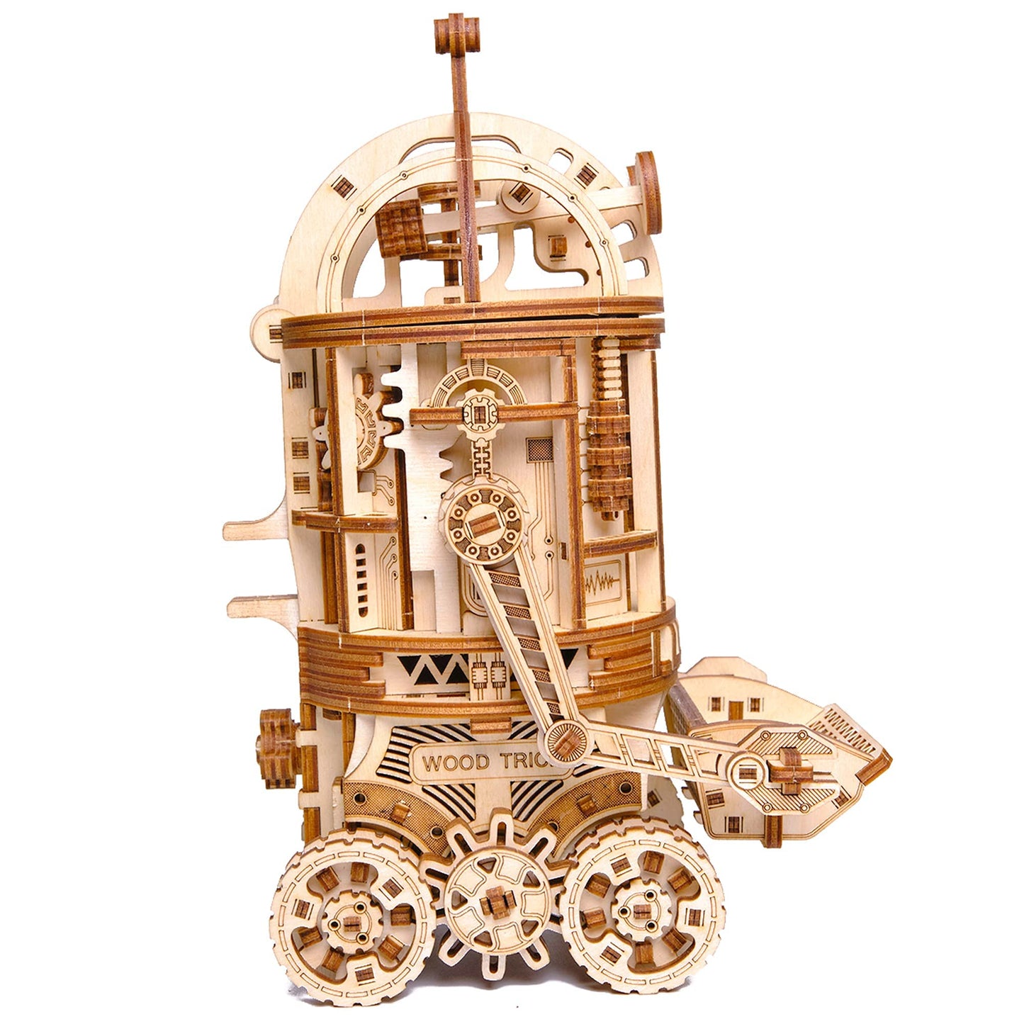 Wood Trick Space Junk Robot 3D Wooden Puzzles for Adults and Kids to Build - Rides up to 13 ft - 9.5x6.7 in - Model Kits for Adults - DIY Wooden Models for Adults to Build