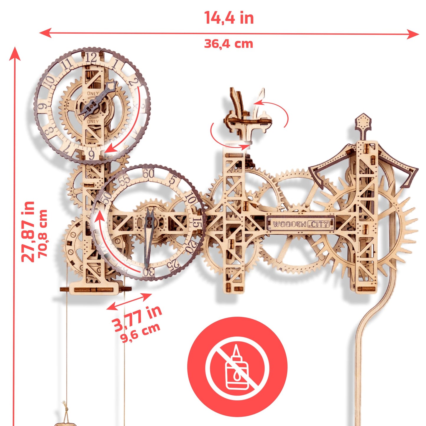 WOODEN.CITY Steampunk Wall Clock Kit – 3D Wooden Puzzle for Adults, Mechanical DIY Clock Model, Working Wall Art (257 Pieces) Made in EU