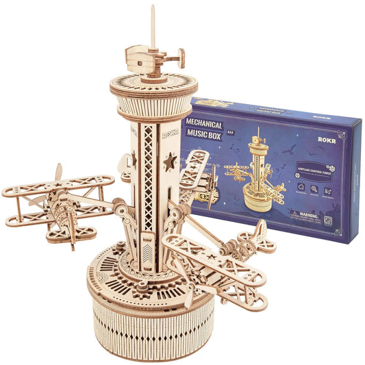 ROKR 3D Wooden Puzzle Mechanical Music Box,DIY Aircraft Model Kits to Build,Best Toy Gift for Teens,Adults on Birthday,Decoration for Room