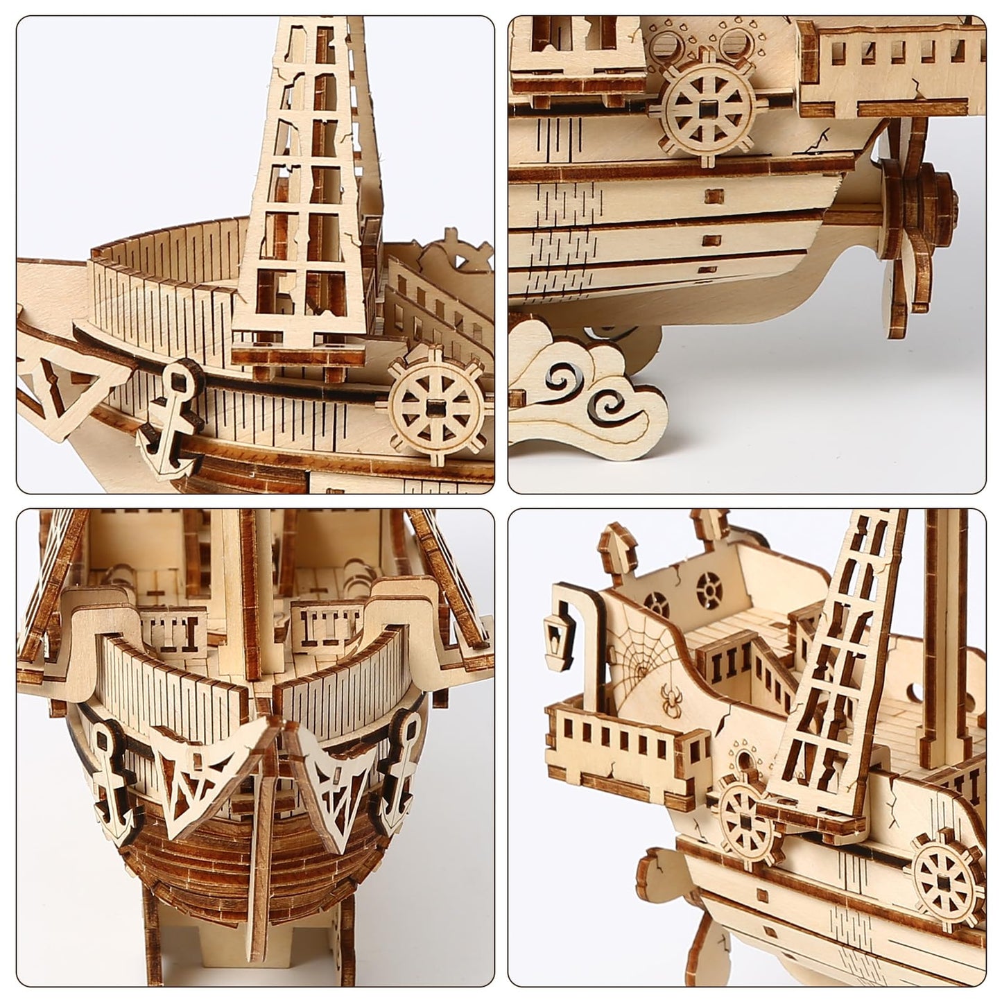 Foyucool 3D Wooden Puzzle for Adults, DIY Ship Model, Creative Assembly Model Building for Adults, DIY Assembly Puzzle, Woodcraft Kit for Christmas Day
