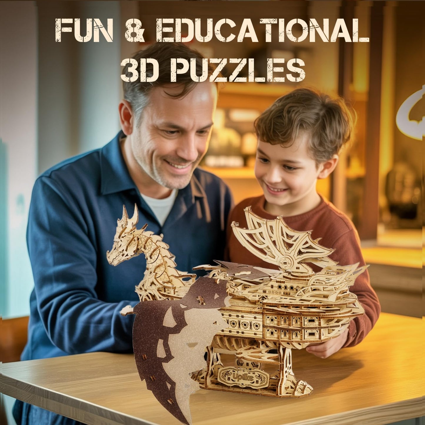 UPLIKE 3D Wooden Puzzles for Adults: 352pcs Dragon Ship Model Kits for Men - Brain Teaser Wooden Hobby Puzzle Toys - Creative Wooden Model Building Kits for Christmas Birthday Gifts Home Decor