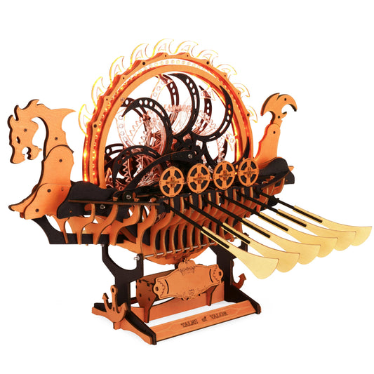 ROBOTIME LK802 Viking Dragon Ship Mechanical Wooden Puzzles, 229 Pieces 3D Puzzles for Adults, Crafts for Adults Hobby Building Kit